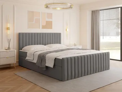 Obrázok produktu pre Kontinentálna manželská posteľ 180x200 VASHON 2 - šedá + topper
