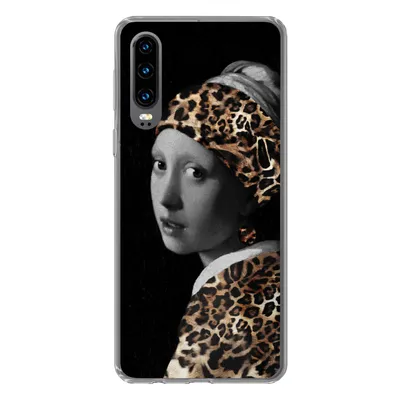 Produktbild von MuchoWow® Handyhülle Schutzhülle Hülle für Huawei P30 Das Mädchen mit dem Perlenohrring - Pantherdruck - Vermeer Silikon Softcase Handy Hülle - Kartenbesitzer