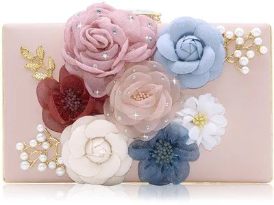 Image de Sac à main pour femme, petite pochette à motif floral, sac de soirée, pochette de mariage, porte-monnaie (rose, 719-1)
