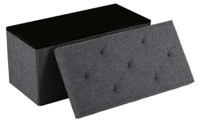 Image de Nemora 75 - Coffre Ottoman 76x38x38 cm Pouf Coffre Repose-Pieds en Tissu Gris