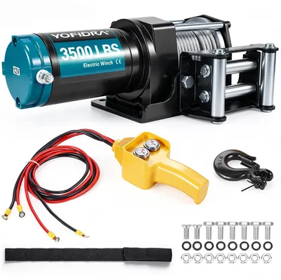 Produktbild von Yofidra Elektrische Seilwinde 12V, 3500 LBS, Stahlseil für ATV und Boot, Blau