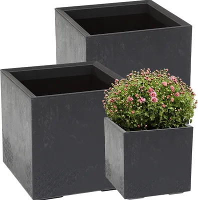 Zdjęcie produktu dla Lamela zestaw 2 doniczek | KARO | beton czarny | 2x40cm