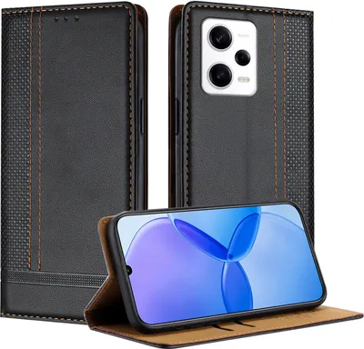 Obrázek produktu pro Pouzdro pro Xiaomi Redmi Note 12 Pro+ 5G kožené flipové pouzdro s funkcí stojánku černé