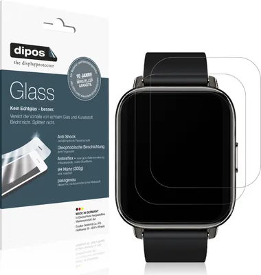 Produktbild von 2x Schutzfolie für Rinsmola  1,69 Zoll Smartwatch matt - Anti-Shock 9H Folie dipos Glass Kunststoffglas