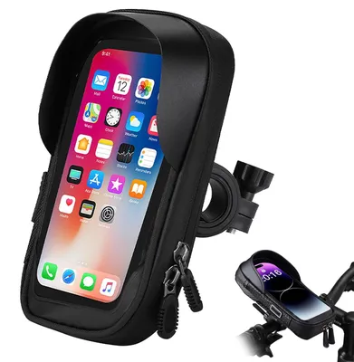 Productafbeelding van Telefoonhouder fiets - Waterdicht - 360 graden draaibaar - Smartphone 5,5 tot 7,0 inch - Met stuurtas en regenhoes