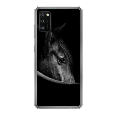 Produktbild von MuchoWow® Handyhülle Schutzhülle Hülle für Samsung Galaxy A41 Pferde - Porträt - Schwarz - Tiere Silikon Softcase Handy Hülle - Mobiltelefon