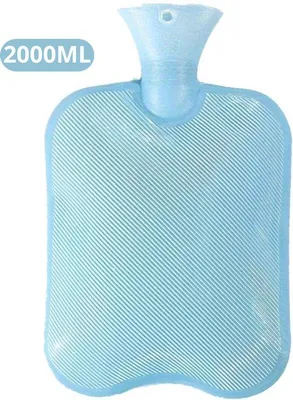 Productafbeelding van Bovista Warmwaterzak - Warmtekussen - Warmwaterkruik - Warmtekruik - Knuffel - Kruik - Bag - Met Hoes - Blauw - 2000ML