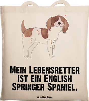 Produktbild von Mr. & Mrs. Panda Uni Tasche English Springer Spaniel Lebensretter - Transparent - Geschenk, Einkaufstasche, Tote Bag, Jutebeutel, Shopping