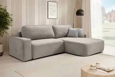 Produktbild von Ecksofa TORRE - Recht seite Eckcouch L-Form mit Schlaffunktion & Bettkasten - Beige (Velo623)