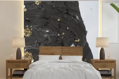 Produktbild von MuchoWow® Fototapete für Wohnzimmer oder Schlafzimmer Wandtapete Vinyl Motivtapete Marmor - Schwarz - Gold - 300x300 cm - Wanddekoration