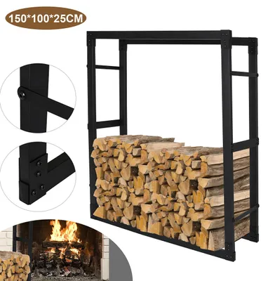 Produktbild von Vigevee Kaminholzregal Brennholzständer 150*100*25CM wetterfestem Metall Brennholz Brennholzregal