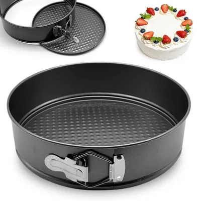 Productafbeelding van Springvorm, rond, Ø 24 cm, bakvorm met antiaanbaklaag, zwart, koolstofstaal