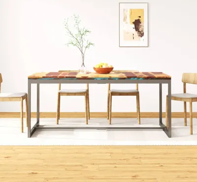 Immagine prodotto di Maison Exclusive - Tavolo da pranzo in legno massello di acacia e acciaio, 180 cm