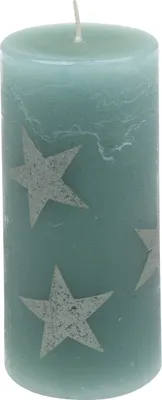 Produktbild von Weihnachtskerzen Stumpenkerze "Multistern" Salbei 150/68 mm