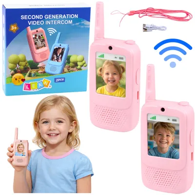 Zdjęcie produktu dla Walkie Talkie dla dzieci Kamera do nagrywania rozmów wideo w kolorze różowym