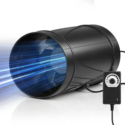 Produktbild von 100mm Rohrventilator Abluftventilator mit Drehzahlregler 1450–4500U/min bis 222m³/h 7W-Energiesparend 24–46dB für Küche Bad Keller Garage Gewächshaus