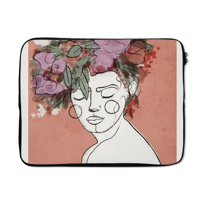 Produktbild von MuchoWow® Laptop Hülle 17 Zoll Laptoptasche Porträt - Frau - Blumen - Pastell - Zipper - Schutzabdeckung
