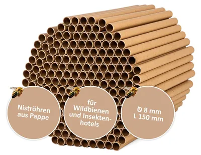 Produktbild von CULT at home 200 Insektenhotel Nisthülsen Ø 8 mm - Füllmaterial zum Bauen und Basteln Nisthilfe Wildbienen, Material:Pappe, Color:braun