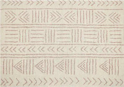 Obrázok produktu pre BELIANI Koberec béžový bavlnený 160 x 230 cm ružový geometrický vzor ručne všívaný obývacia izba spálňa