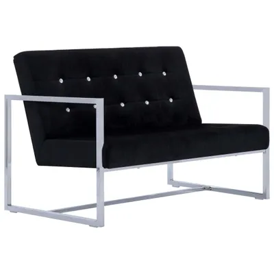 Image de Canapé 2 places avec accoudoirs Noir Chrome et velours