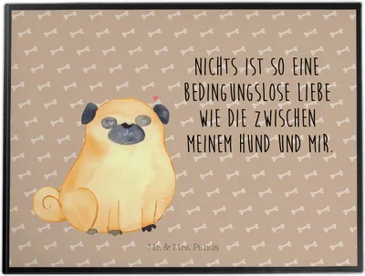 Produktbild von Mr. & Mrs. Panda Schreibunterlage Mops - Hundeglück - Geschenk, Hund, schreibtischunterlage, Knuffig, malunterlage, bastelunterlage, Schreibtischauflage, Pure Liebe