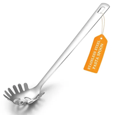 Produktbild von Nudellöffel und Spaghettizange - Edelstahl - Küchenhelfer zum Servieren von Pasta - Spülmaschinengeeignet