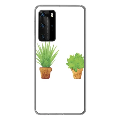 Produktbild von MuchoWow® Handyhülle Schutzhülle Hülle für Huawei P40 Pro Blumentopf - Aquarell - Pflanzen Silikon Softcase Handy Hülle - Schutz
