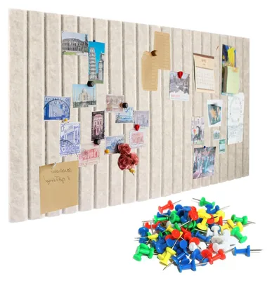 Immagine prodotto di Bacheca in feltro - 60 x 40 cm - Autoadesiva - Marrone cammello scuro - Con 30 puntine