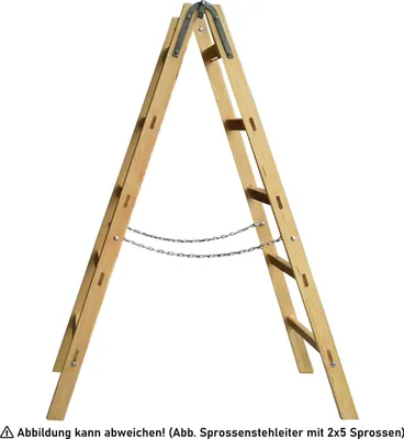 Produktbild von Holz Sprossenstehleiter mit Eimerhaken 2x4 Sprossen