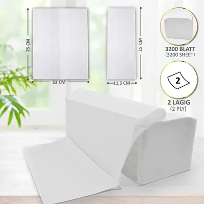 Produktbild von Papierhandtuch Papierhandtücher Falthandtücher für Zickzack Papierhandtuchspender weiss