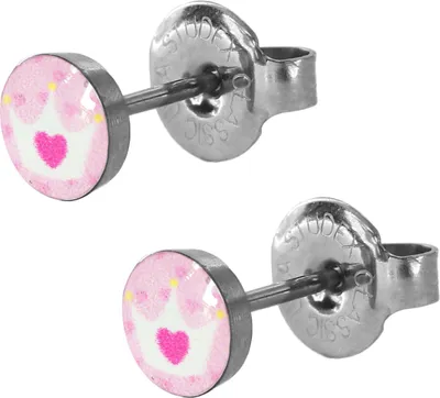Produktbild von Chirurgenstahl Ohrstecker mit Herzkrone Studex Sensitive