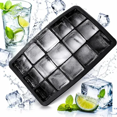Obrázok produktu pre Silikónová forma na ľad forma na kocky ľadu veľké kocky 15 dutín 19x12x4 cm čierna