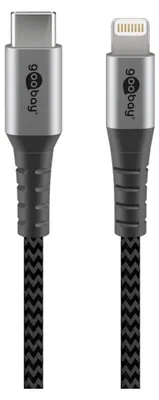 Image de goobay Câble de charge et de synchronisation Lightning vers USB-C entièrement métallique noir/gris 1 m (1 Softpack)