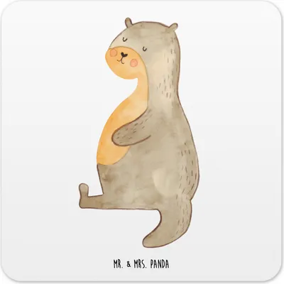 Produktbild von Mr. & Mrs. Panda Tassenuntersetzer Otter Bauch 10er Set - Weiß - Geschenk, Untersetzer für Gläser, Zufrieden, Tischuntersetzer, Sportmuffel, Seeotter See, Satt, Coaster