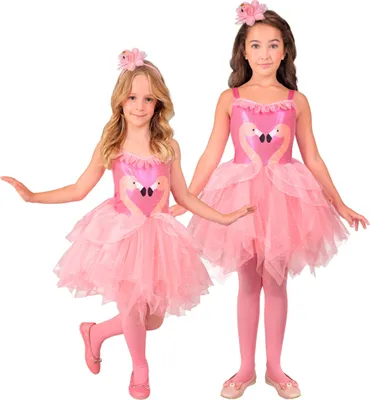 Produktbild von Rosa Flamingo Kinderkostüm mit Tutu-Kleid & Haarreif Größe: 116 cm / 4-5 Jahre