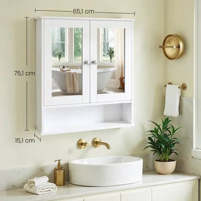 Produktbild von Spiegelschrank für das Badezimmer | Weiß | 65x15x75cm
