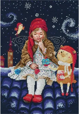 Produktbild von RTO Kreuzstich Set "Märchen auf den Dächern" M656, Zählmuster, 25x35 cm