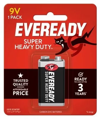 Productafbeelding van Eveready 6LR61 SHD 9V batterij, verpakt in een blisterverpakking