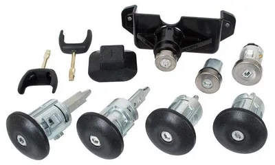 Obrázok produktu pre Ford Transit 2006 – sada vložiek dverových zámkov (4x) + zapaľovací zámok + zámok kapoty + uzáver palivovej nádrže (7-dielna) KPL
