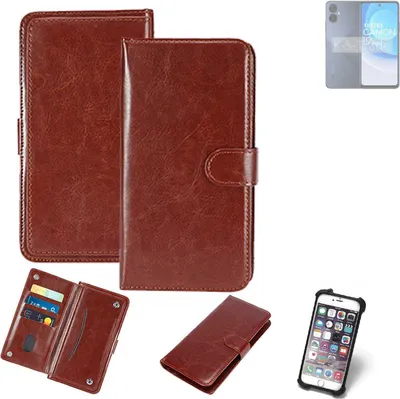 Produktbild von K-S-Trade 360° Hülle kompatibel mit Tecno Camon 19 Neo braun Kunstleder Case BookCase WalletCase Kunstlederederhülle Handyhülle, Rundumschutz