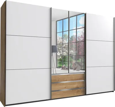Produktbild von Schwebetürenschrank Magie Kleiderschrank mit Spiegel Ausführung wählbarPlankeneiche / weiß