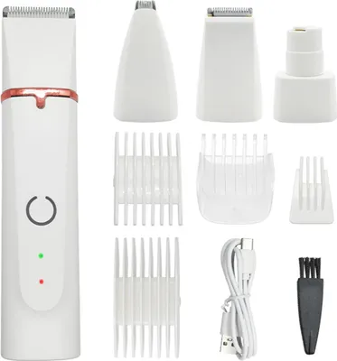 Produktbild von Kabelloser Tierhaarschneider 4-in-1, leise, wiederaufladbar, mit Aufsätzen 3–12mm, Krallenfeile, für Hunde & Katzen aller Größen