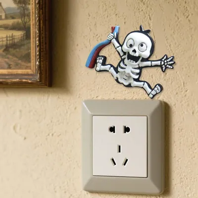 Produktbild von Elektro-Schock Deko: Skelett zum Aufkleben für überraschende Halloween-Streiche an Schaltern & Wänden