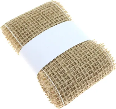 Produktbild von 2m × 60mm Juteband Jutesträngchen Geschenkband Gitterband Jute Deko Band , Farbe:natur