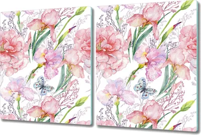 Produktbild von Glas-Herdabdeckplatte Glaskeramikkochfeld-Abdeckung Spritzschutz - 2x 40x52 cm - Pfingstrosen Blumen