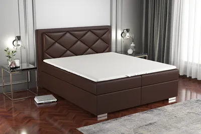 Produktbild von Boxspringbett BERA 140x200 mit 2 Bettkästen, Bonell-Matratze und Topper. Farbe: Braun