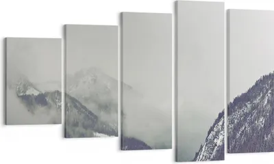 Produktbild von Bild auf Leinwand - Leinwandbild - 5 Teile - Berge Wald Nebel - 100x60cm - Wand Bild - Wanddeko - Wandbilder - Leinwanddruck - Bilder - Wanddekoration - Leinwand bilder - Wandbild - EG100x60-4270
