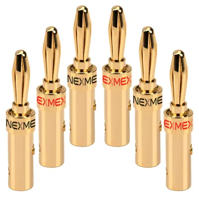 Produktbild von NEXMEX Bananenstecker 4mm schraubbar 6x Stecker vergoldet für Lautsprecherkabel