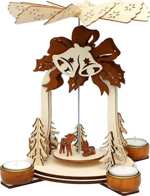 Produktbild von Holz Teelicht-Pyramide, Glocke Rehe SIGRO