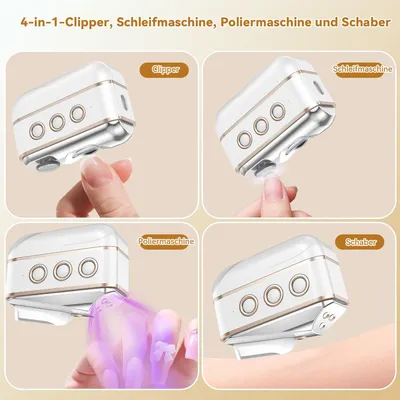 Produktbild von Elektrischer Nagelknipser mit Led, 4-in-1-Automatik-Nageltrimmer-Set, Nagelfeile und Aufbewahrungsbox, wiederaufladbarer für Senioren und Erwachsene